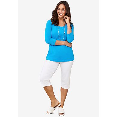 Jessica London Women's Plus Size Soft Ease Capri