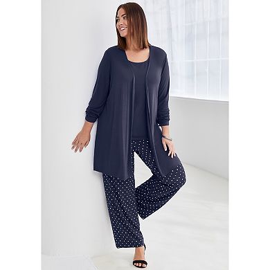 Jessica London Women's Plus Size Everyday Stretch Knit Open Front Cardigan