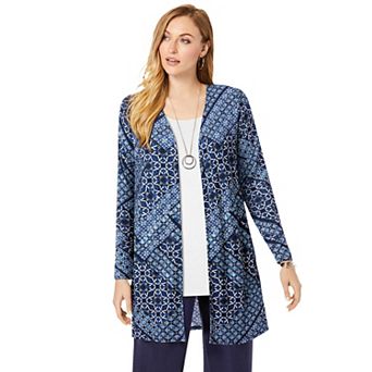Jessica London Women's Plus Size Everyday Stretch Knit Open Front Cardigan
