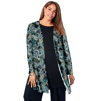 Jessica London Women's Plus Size Everyday Stretch Knit Open Front Cardigan