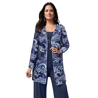 Jessica London Women's Plus Size Everyday Stretch Knit Open Front Cardigan