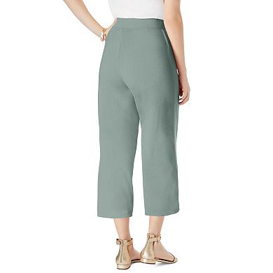 Jessica London Women's Plus Size Everyday Stretch Knit Wide Leg Crop Pant