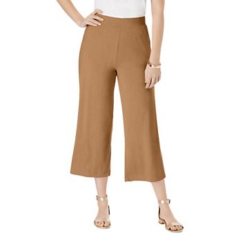 Jessica London Women's Plus Size Everyday Stretch Knit Wide Leg Crop Pant