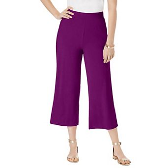 Jessica London Women's Plus Size Everyday Stretch Knit Wide Leg Crop Pant