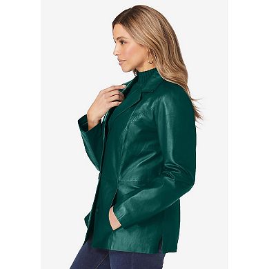 Jessica London Women's Plus Size Leather Blazer