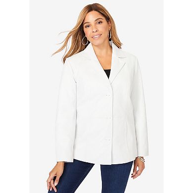 Jessica London Women's Plus Size Leather Blazer