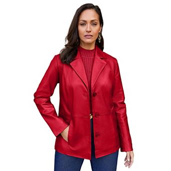 Jessica London Women's Plus Size Leather Blazer