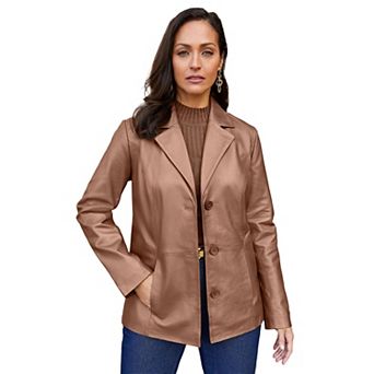 Jessica London Women's Plus Size Leather Blazer