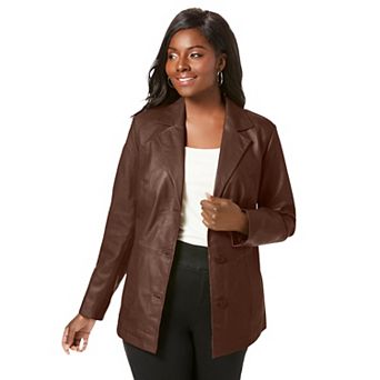 Jessica London Women's Plus Size Leather Blazer