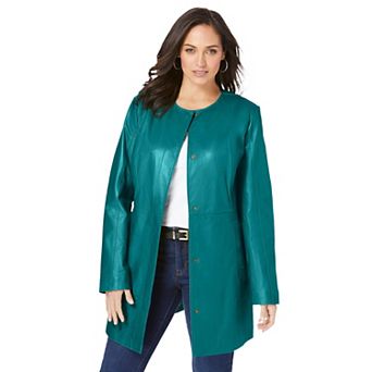 Jessica London Women's Plus Size Leather Blazer