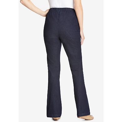 Woman Within Plus Size Fineline Stretch Denim Pull-On Bootcut Jeans