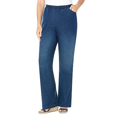 Woman Within Plus Size Tall Fineline Stretch Denim Pull-On Bootcut Jeans