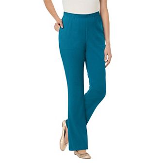 Woman Within Plus Size Fineline Stretch Denim Pull-On Bootcut Jeans