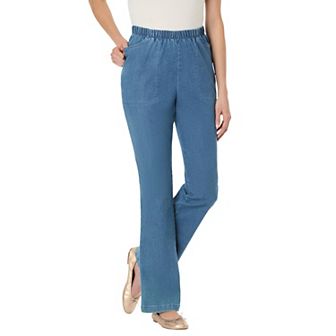 Woman Within Plus Size Fineline Stretch Denim Pull-On Bootcut Jeans