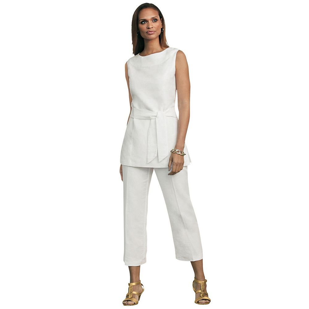 Jessica London Women's Plus Size 2-piece Linen Capri Set