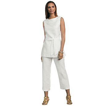 Jessica London Women's Plus Size 2 pc Linen Capri Set