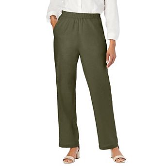Jessica London Women's Plus Size Lightweight Linen-Blend Straight-Leg Pants