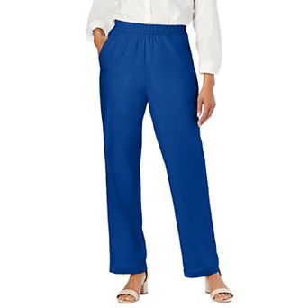 Jessica London Women's Plus Size Lightweight Linen-Blend Straight-Leg Pants