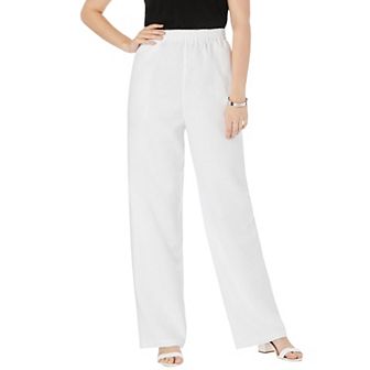 Jessica London Women's Plus Size Lightweight Linen-Blend Straight-Leg Pants