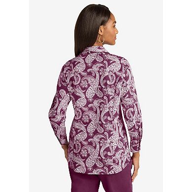 Jessica London Women's Plus Size Wrinkle-Free Stretch Poplin Shirt