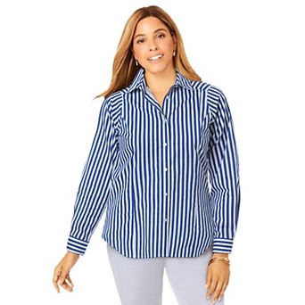 Jessica London Women's Plus Size Wrinkle-Free Stretch Poplin Shirt
