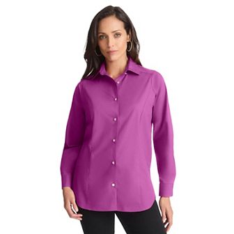 Jessica London Women's Plus Size Wrinkle-Free Stretch Poplin Shirt