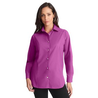 Jessica London Women's Plus Size Wrinkle-Free Stretch Poplin Shirt