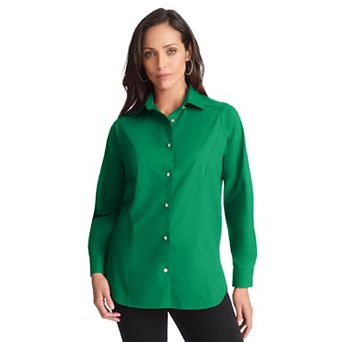 Jessica London Women's Plus Size Wrinkle-Free Stretch Poplin Shirt
