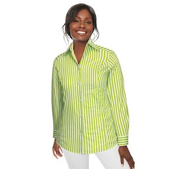 Jessica London Women's Plus Size Wrinkle-Free Stretch Poplin Shirt