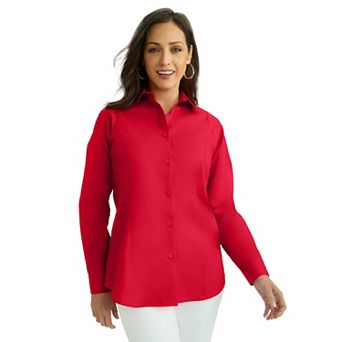 Jessica London Women's Plus Size Wrinkle-Free Stretch Poplin Shirt