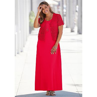 Jessica London Women's Plus Size Crochet Shrug