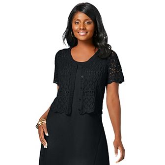 Jessica London Women's Plus Size Crochet Shrug