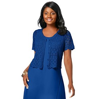 Jessica London Women's Plus Size Crochet Shrug