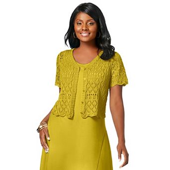 Jessica London Women's Plus Size Crochet Shrug