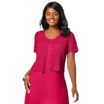 Jessica London Women's Plus Size Crochet Shrug