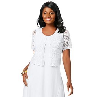 Jessica London Women's Plus Size Crochet Shrug