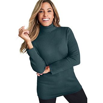 Jessica London Women's Plus Size Carefree Cashmere Turtleneck