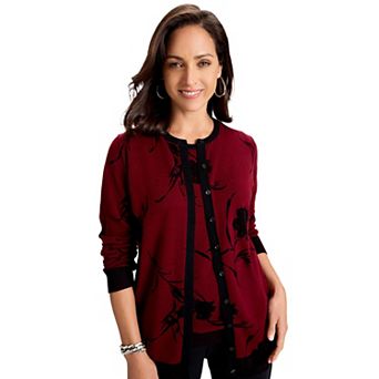 Jessica London Women's Plus Size Fine Gauge Button-Front Cardigan