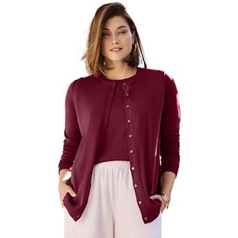 Jessica London Women's Plus Size Fine Gauge Cardigan