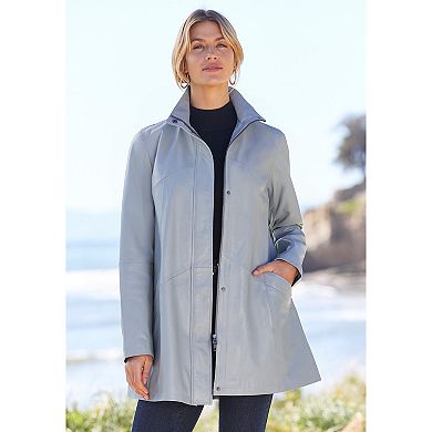 Jessica London Women's Plus Size A-Line Zip Front Leather Jacket