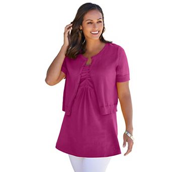 Jessica London Women's Plus Size Jewel-Neck Shrug