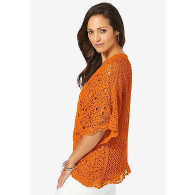 Jessica London Women's Plus Size Crochet Cardigan