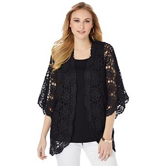 Jessica London Women's Plus Size Crochet Cardigan