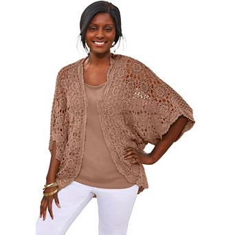 Jessica London Women's Plus Size Crochet Cardigan