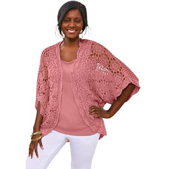 Jessica London Women's Plus Size Crochet Cardigan