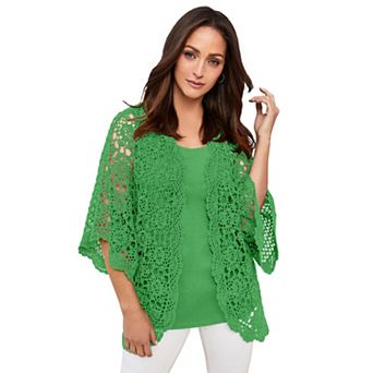 Jessica London Women's Plus Size Crochet Cardigan
