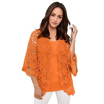 Jessica London Women's Plus Size Crochet Cardigan