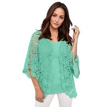 Jessica London Women's Plus Size Crochet Cardigan
