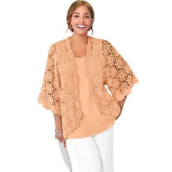 Jessica London Women's Plus Size Crochet Cardigan