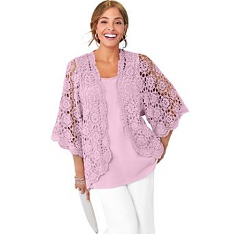 Jessica London Women's Plus Size Crochet Cardigan